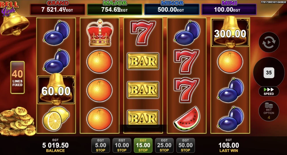 40 Shining Crown Bell Link Slot